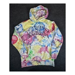 Market Mens Pullover Hoodie Tie Dye Print Peace Star Logo Size M